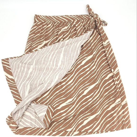 A New Day Midi Wrap Skirt Womens XXL Linen Blend High Rise Zebra Animal Print - Picture 2 of 7